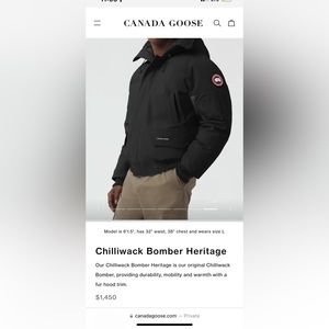 Canada goose chilliwack bomber heritage.                 Men’s medium never worn